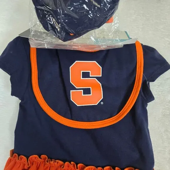 Syracuse Orange Baby 3 piece Outfit Set 12 month One piece, booties, bib 0705 - Picture 4 of 9
